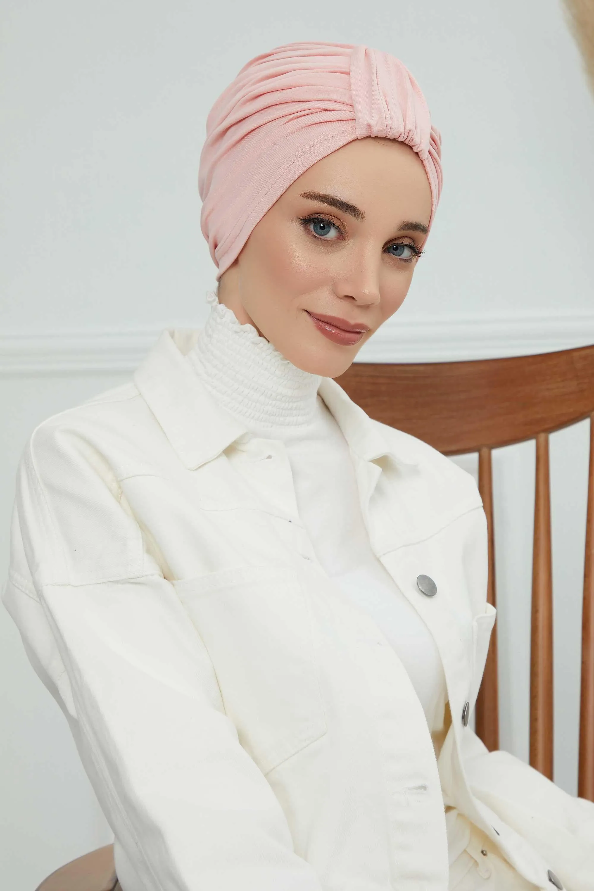 Chic Design Cotton Instant Turban Hijab for Women, Beautiful Pre-tied Turban Bonnet for Women, Trendy Fashionable Cancer Chemo Headwear,B-68