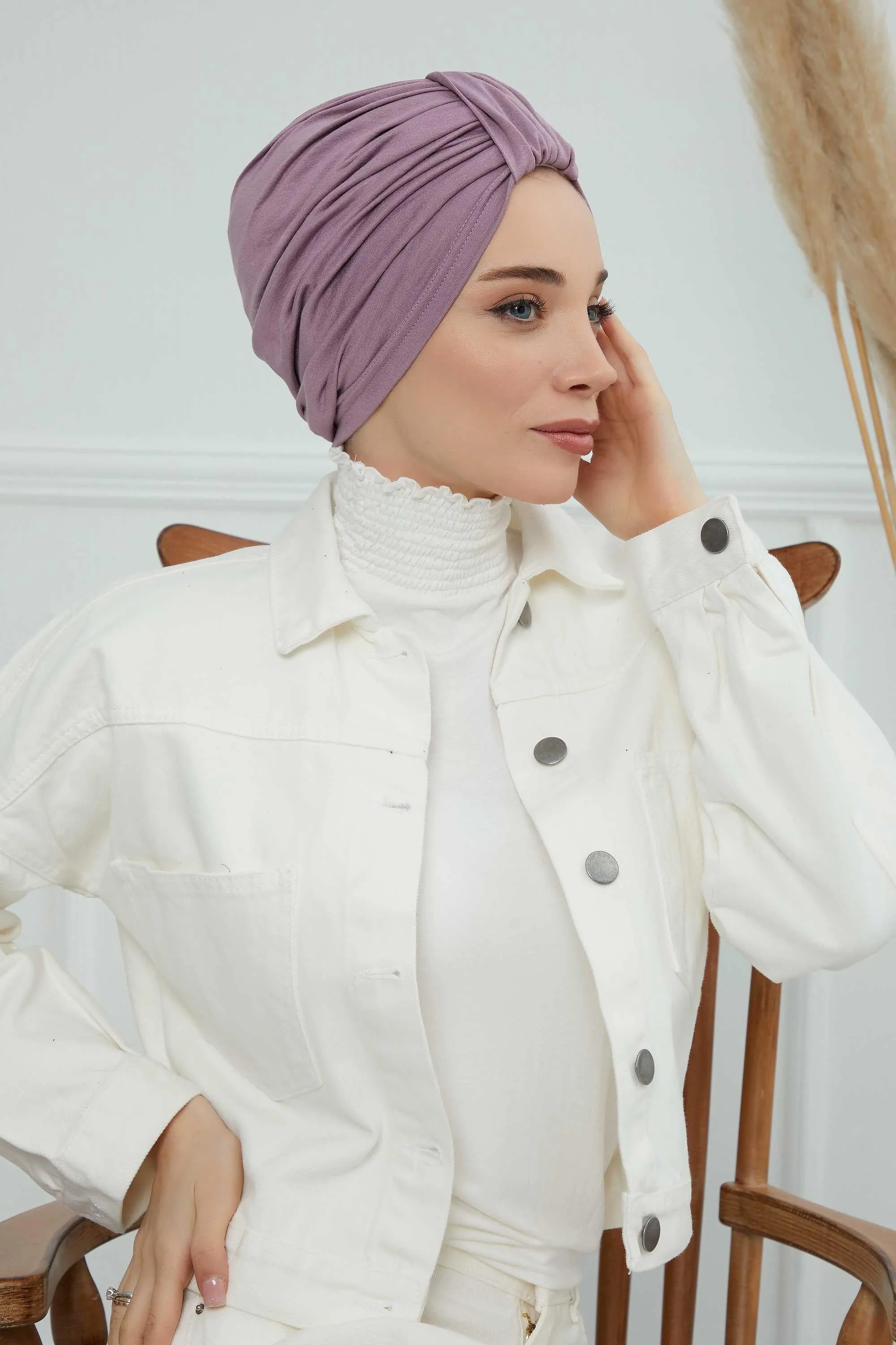 Chic Design Cotton Instant Turban Hijab for Women, Beautiful Pre-tied Turban Bonnet for Women, Trendy Fashionable Cancer Chemo Headwear,B-68