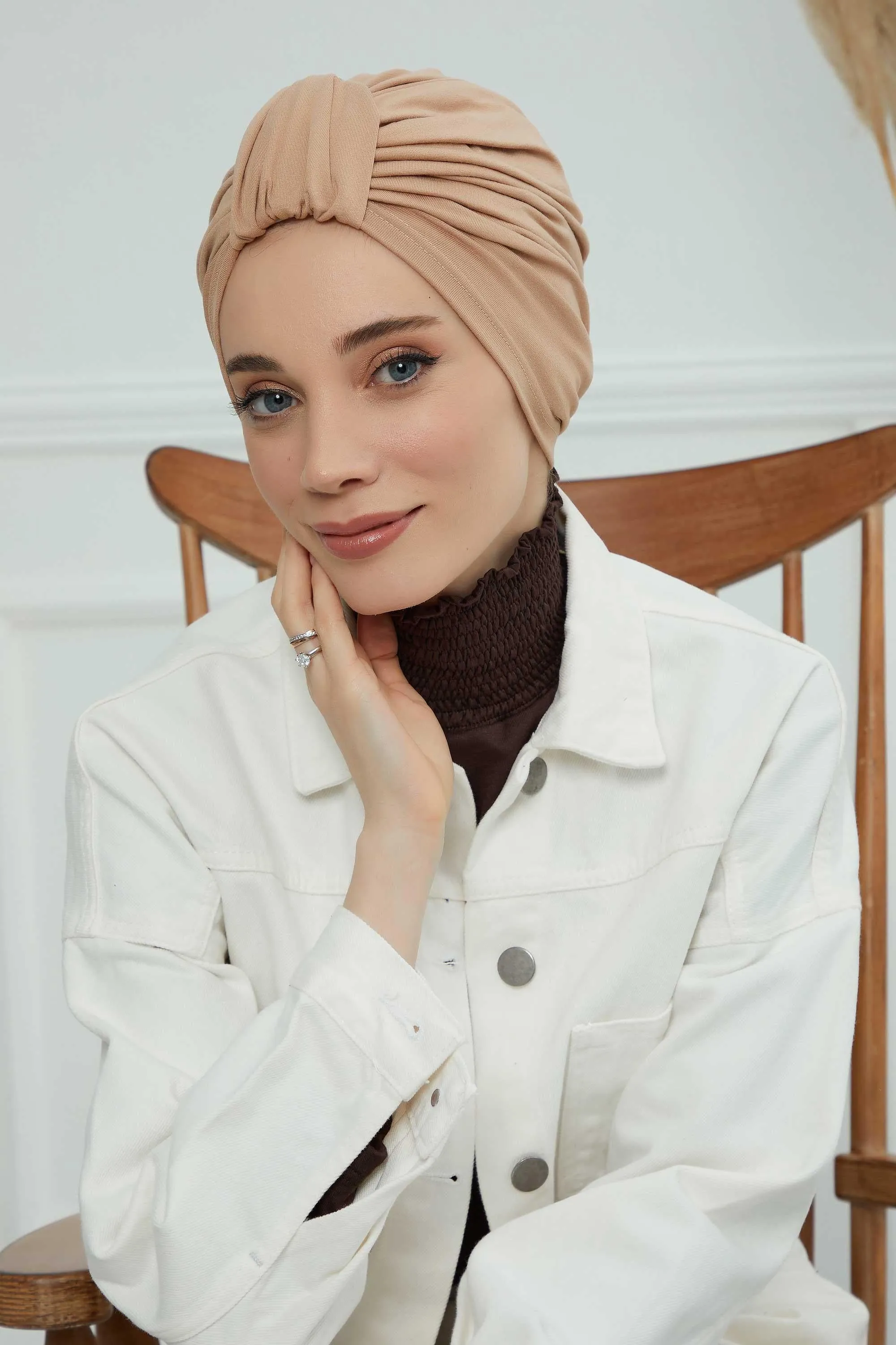 Chic Design Cotton Instant Turban Hijab for Women, Beautiful Pre-tied Turban Bonnet for Women, Trendy Fashionable Cancer Chemo Headwear,B-68