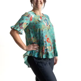 Chic Ruffle Hem Top by Orientique Australia - Serengeti - 9238