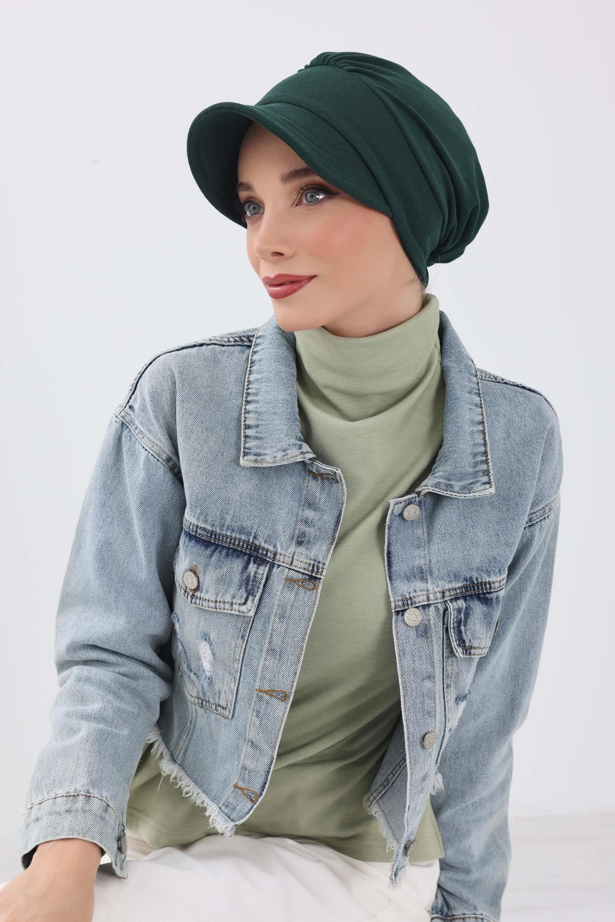 Chic Winter Visor Turban Hat for Women, Warm Ribbed Polyviscose Headwrap, Fashionable Polyviscose Headwrap for Winter,B-73RB