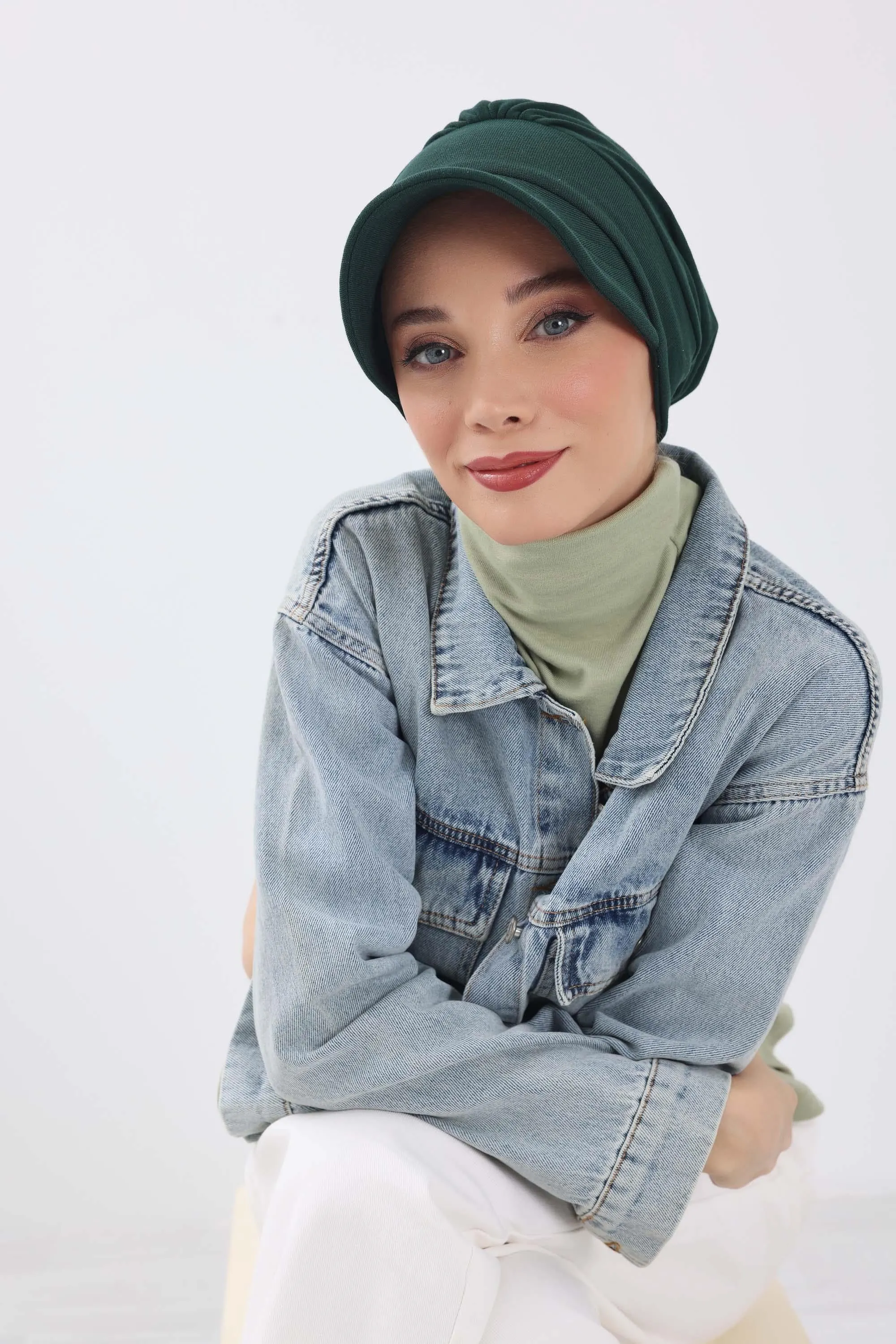 Chic Winter Visor Turban Hat for Women, Warm Ribbed Polyviscose Headwrap, Fashionable Polyviscose Headwrap for Winter,B-73RB