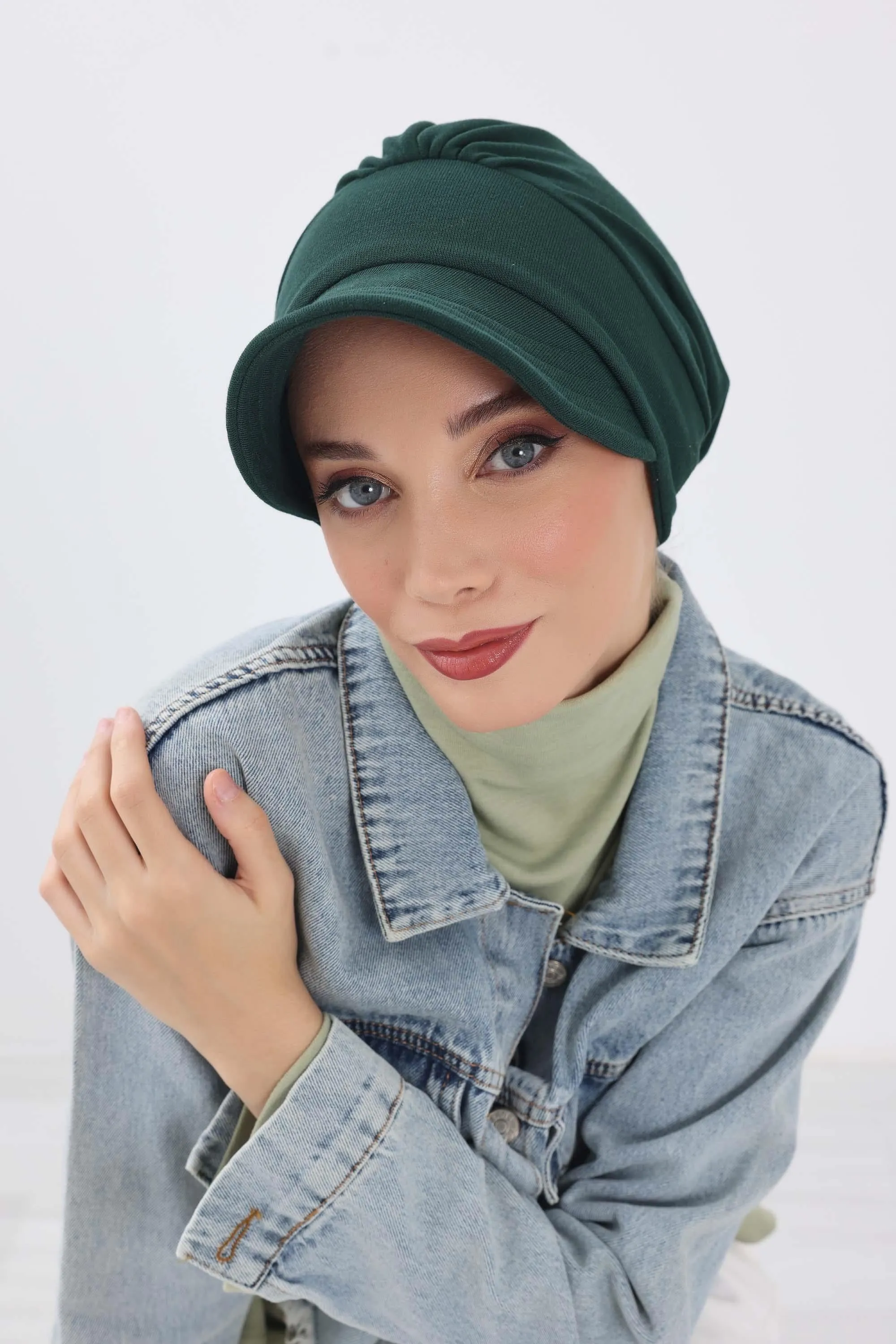 Chic Winter Visor Turban Hat for Women, Warm Ribbed Polyviscose Headwrap, Fashionable Polyviscose Headwrap for Winter,B-73RB