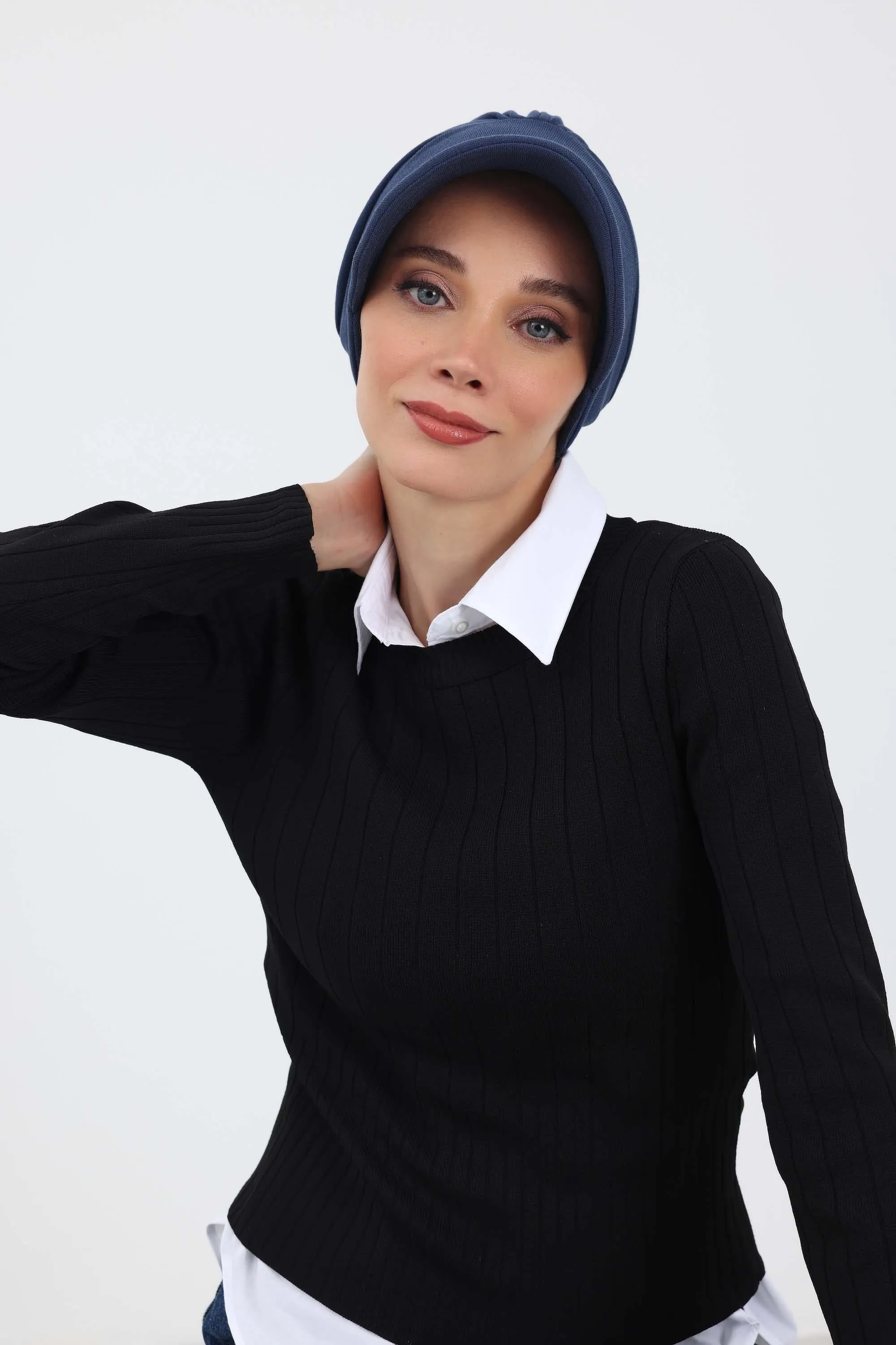 Chic Winter Visor Turban Hat for Women, Warm Ribbed Polyviscose Headwrap, Fashionable Polyviscose Headwrap for Winter,B-73RB