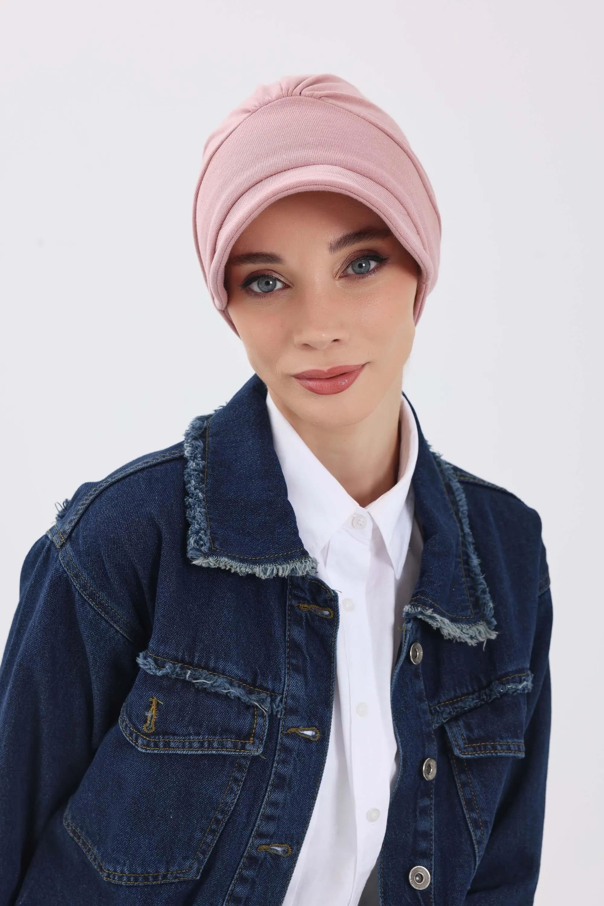 Chic Winter Visor Turban Hat for Women, Warm Ribbed Polyviscose Headwrap, Fashionable Polyviscose Headwrap for Winter,B-73RB