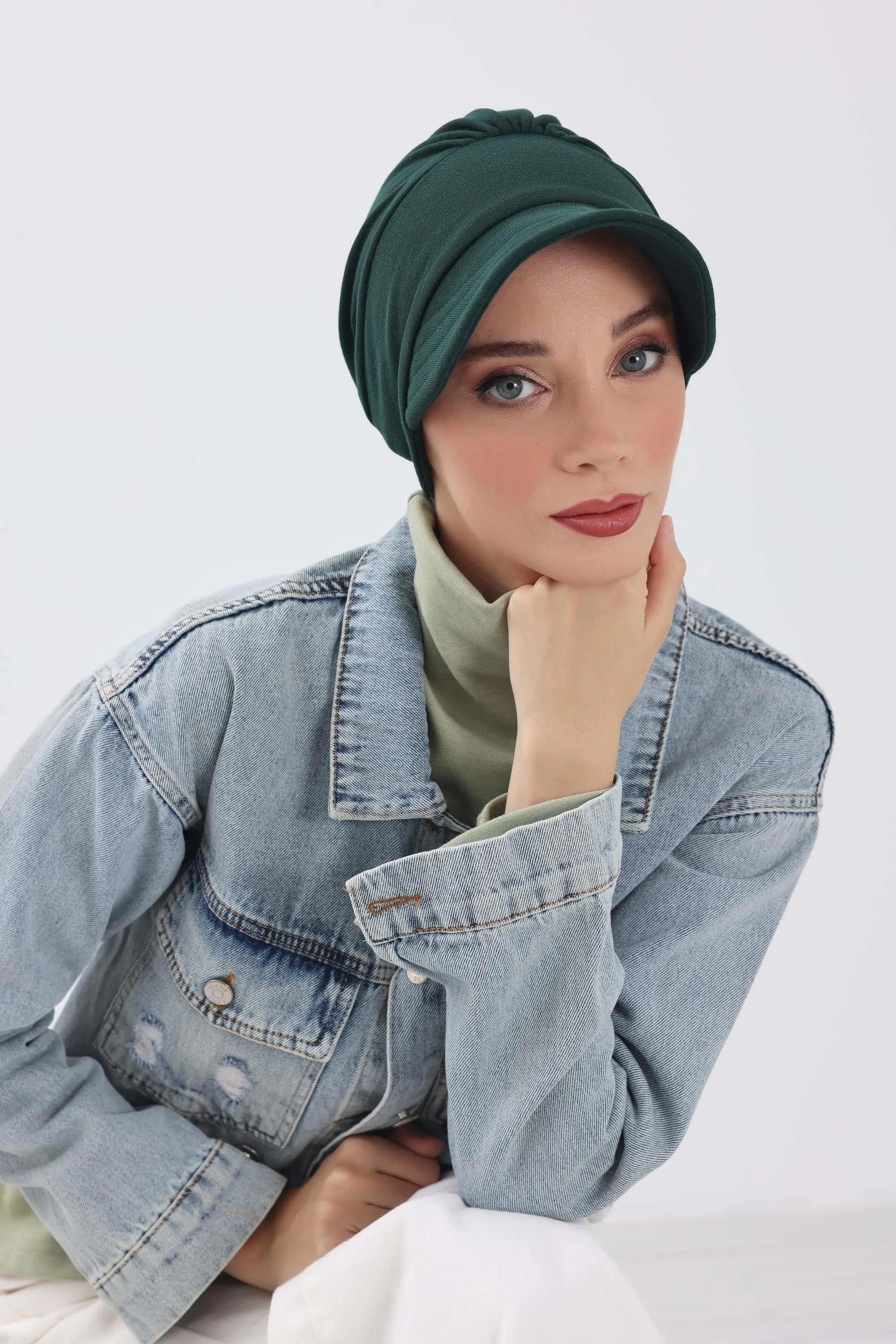 Chic Winter Visor Turban Hat for Women, Warm Ribbed Polyviscose Headwrap, Fashionable Polyviscose Headwrap for Winter,B-73RB