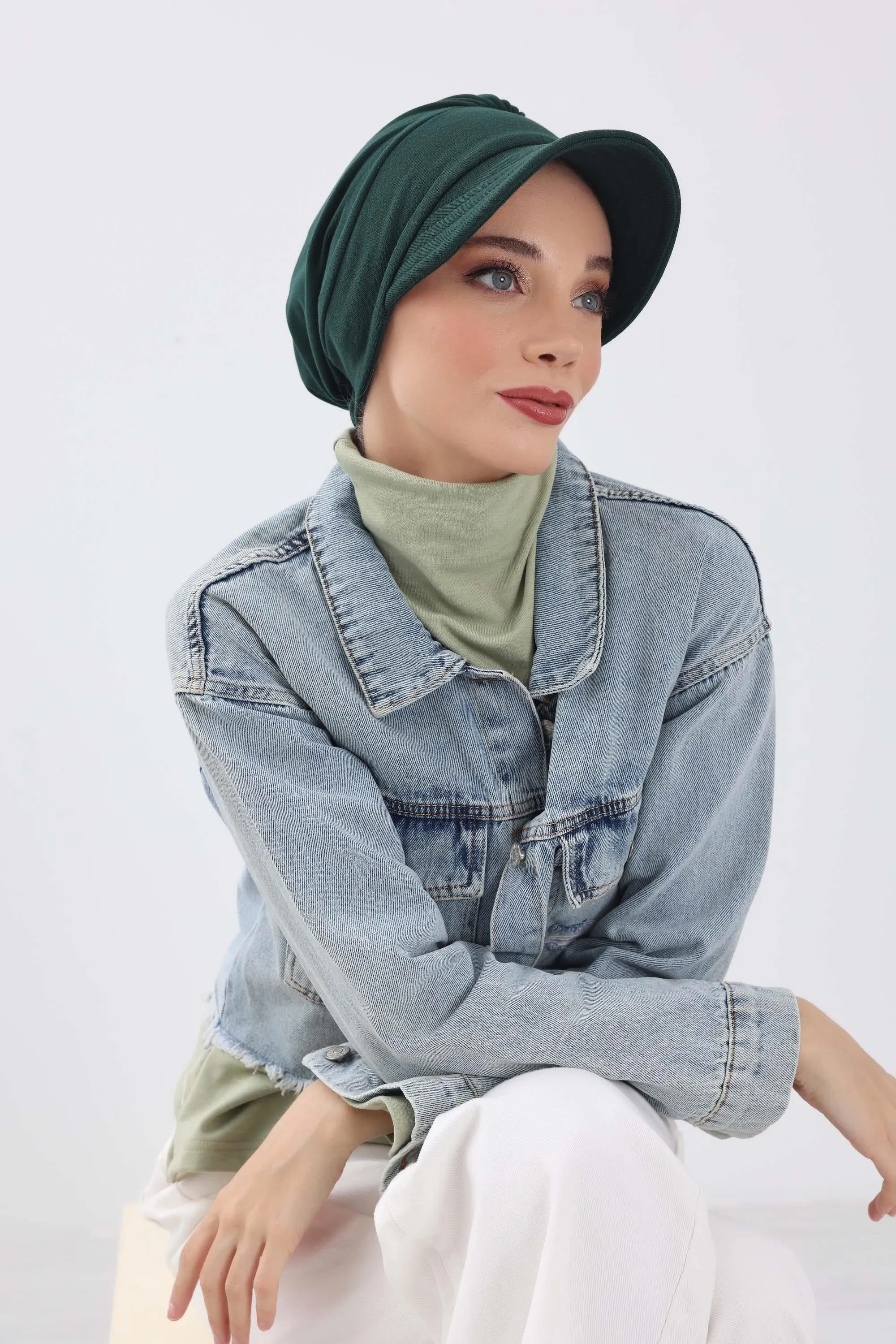 Chic Winter Visor Turban Hat for Women, Warm Ribbed Polyviscose Headwrap, Fashionable Polyviscose Headwrap for Winter,B-73RB