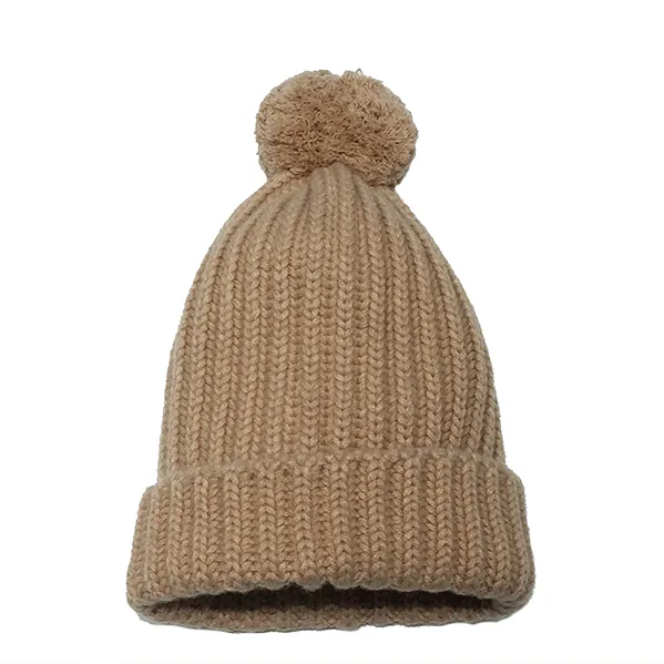 Chunky Ribbed Knit Cashmere Hat With Pom-Pom