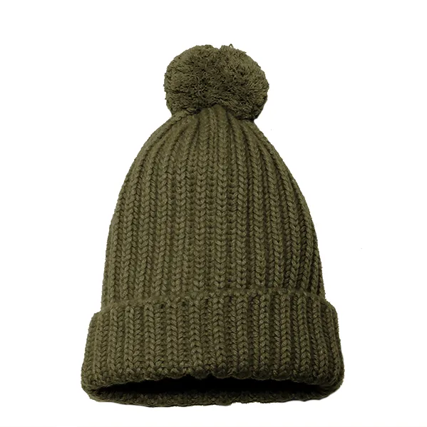 Chunky Ribbed Knit Cashmere Hat With Pom-Pom