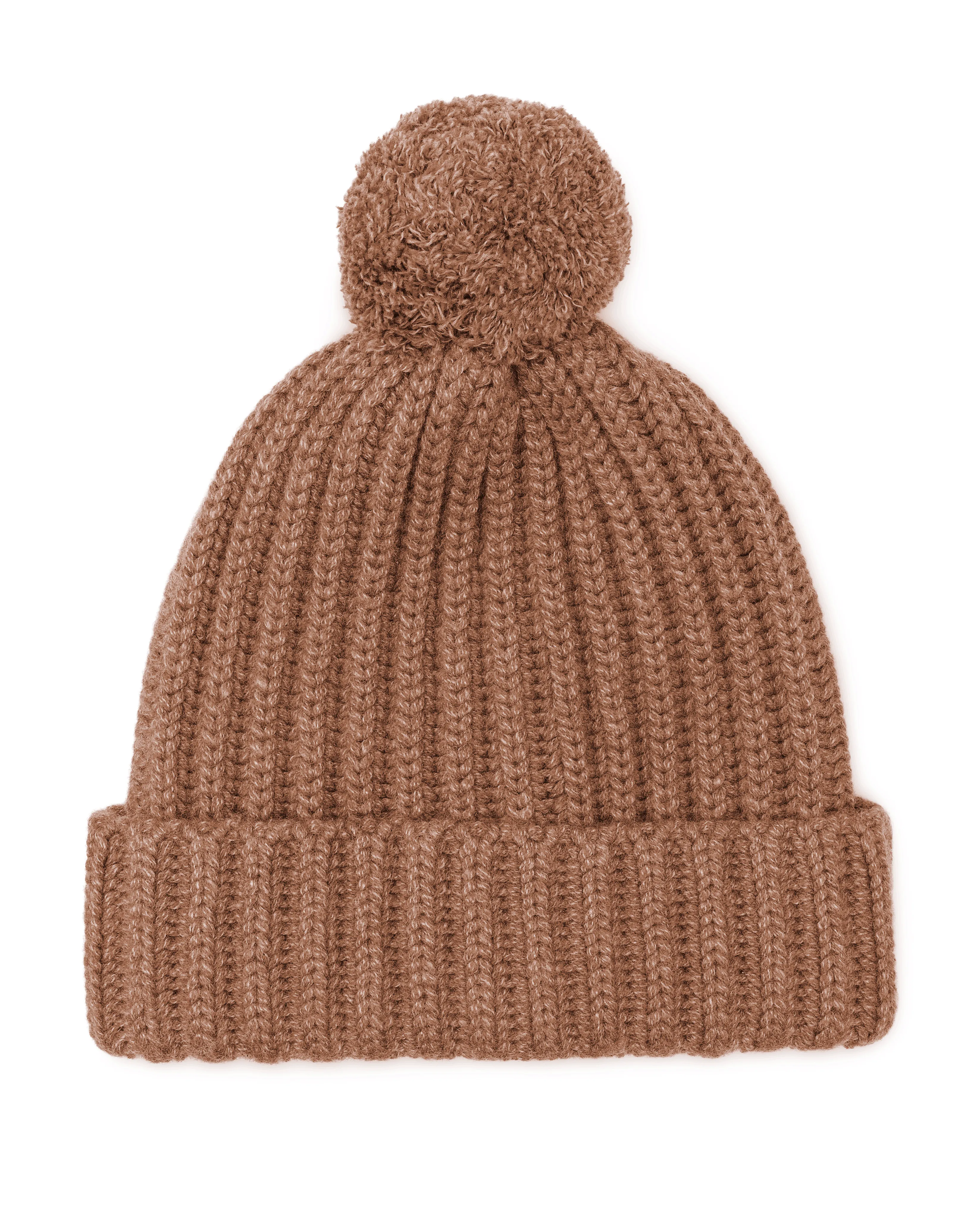 Chunky Ribbed Knit Cashmere Hat With Pom-Pom