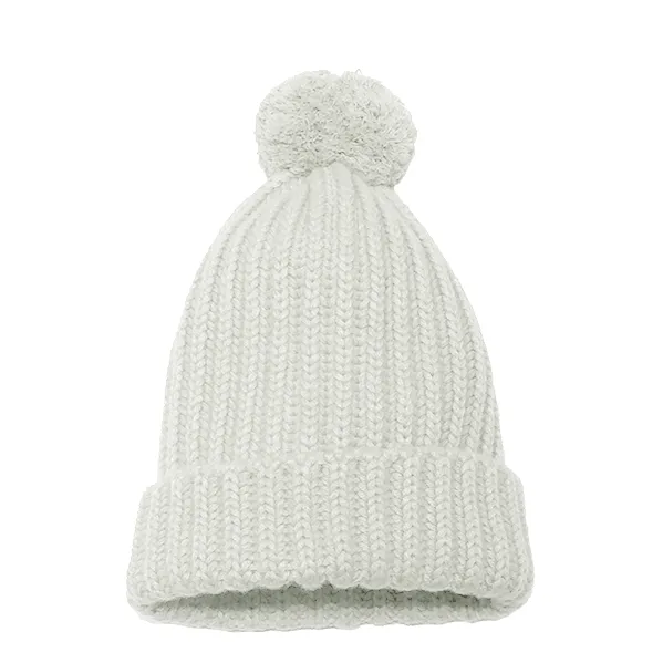 Chunky Ribbed Knit Cashmere Hat With Pom-Pom