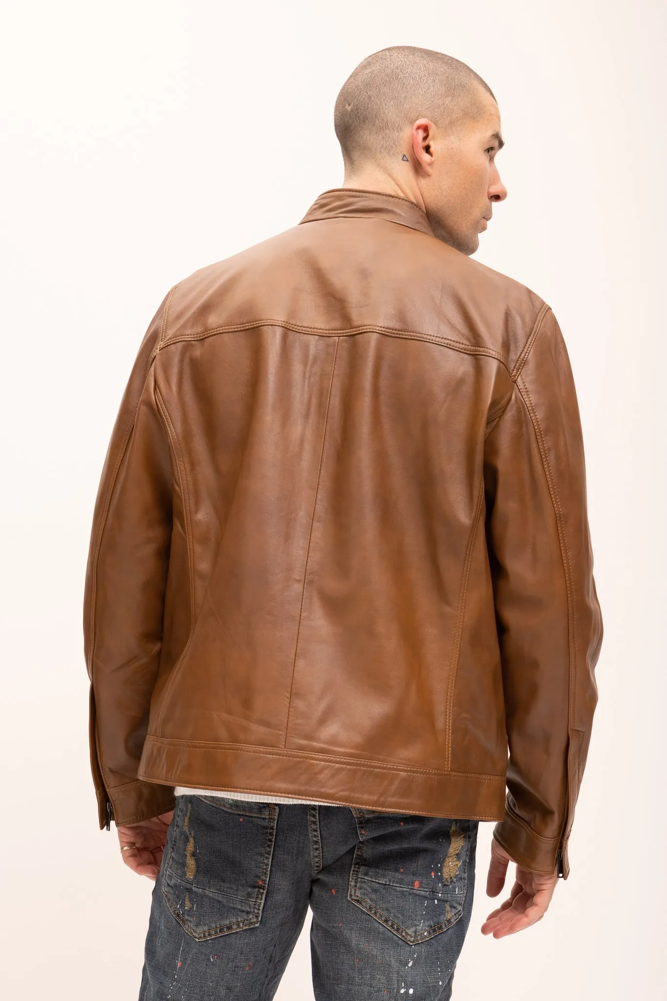 Classic Genuine Leather Jacket - Brown