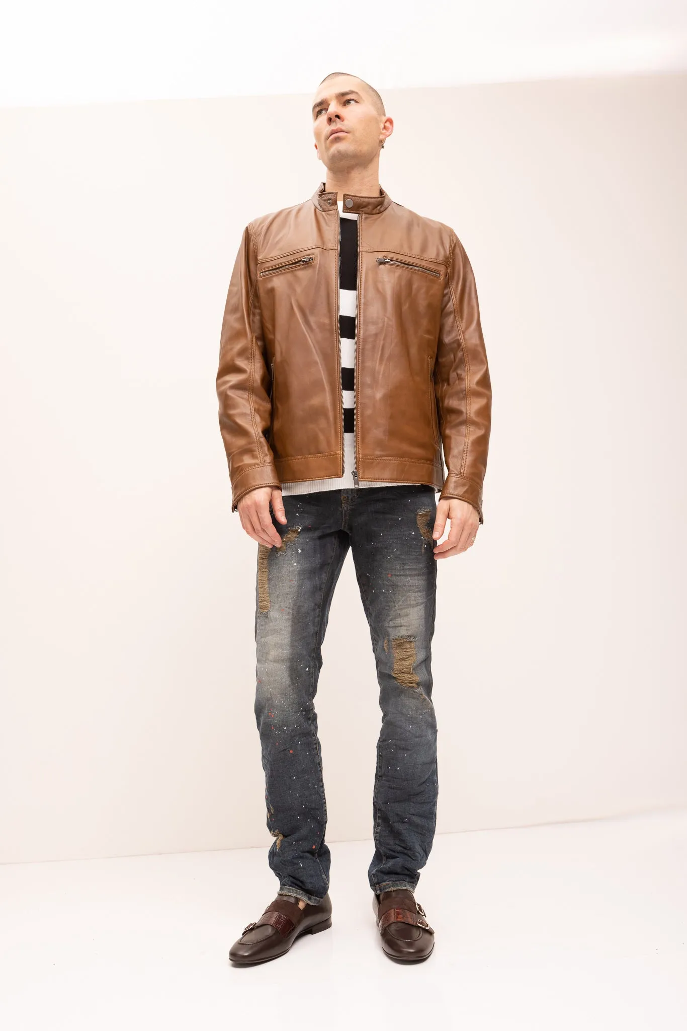 Classic Genuine Leather Jacket - Brown