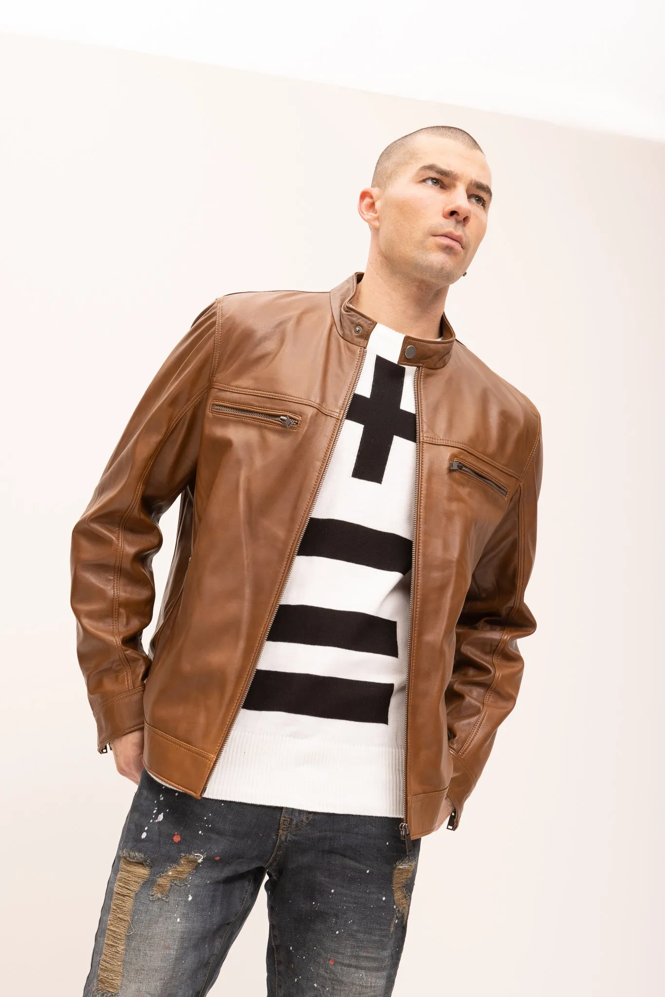 Classic Genuine Leather Jacket - Brown