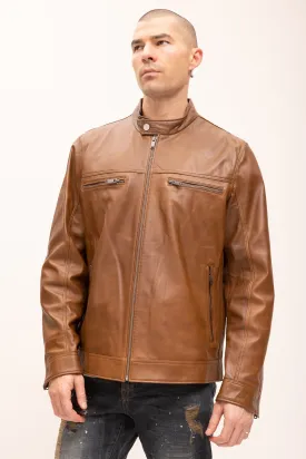 Classic Genuine Leather Jacket - Brown