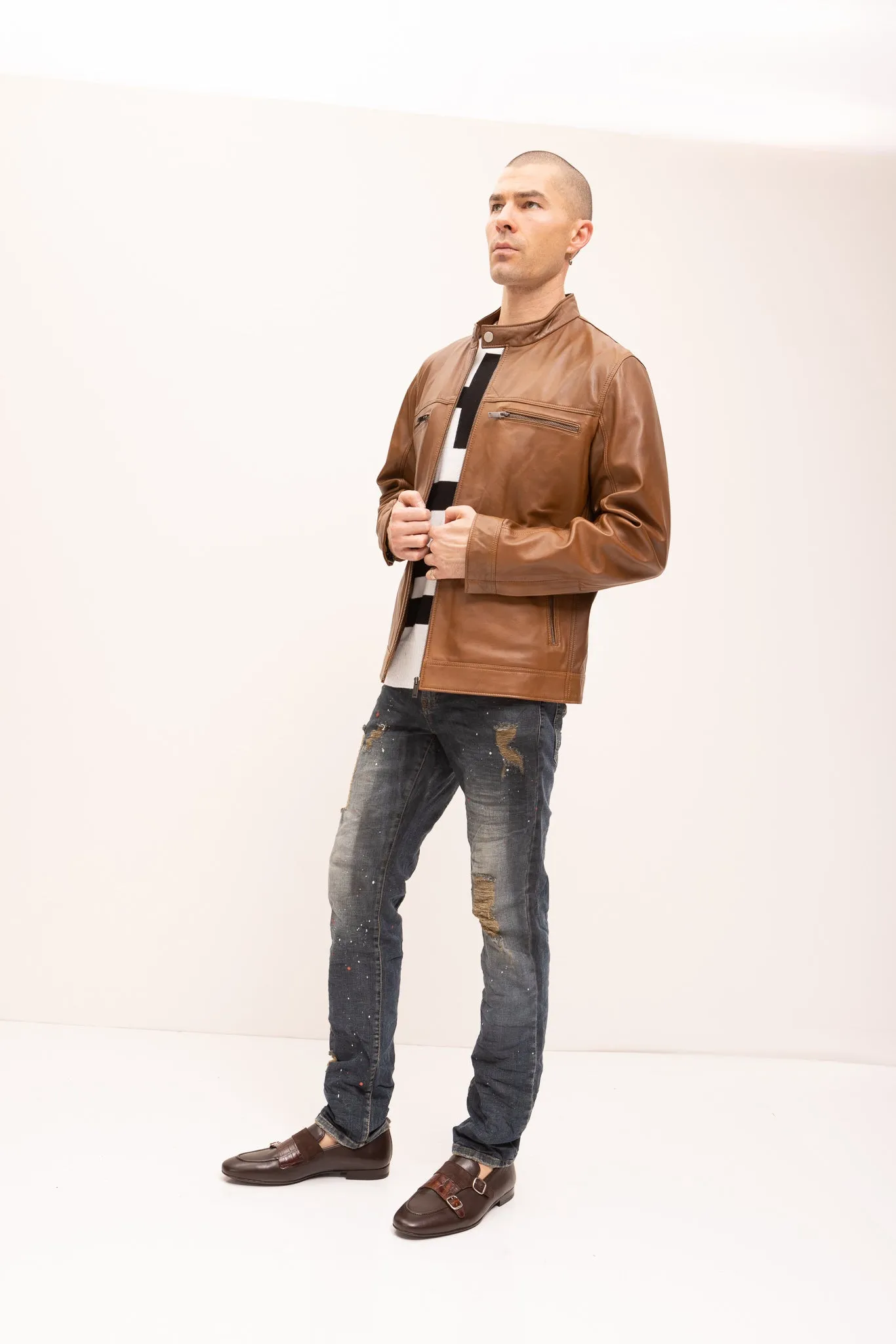 Classic Genuine Leather Jacket - Brown