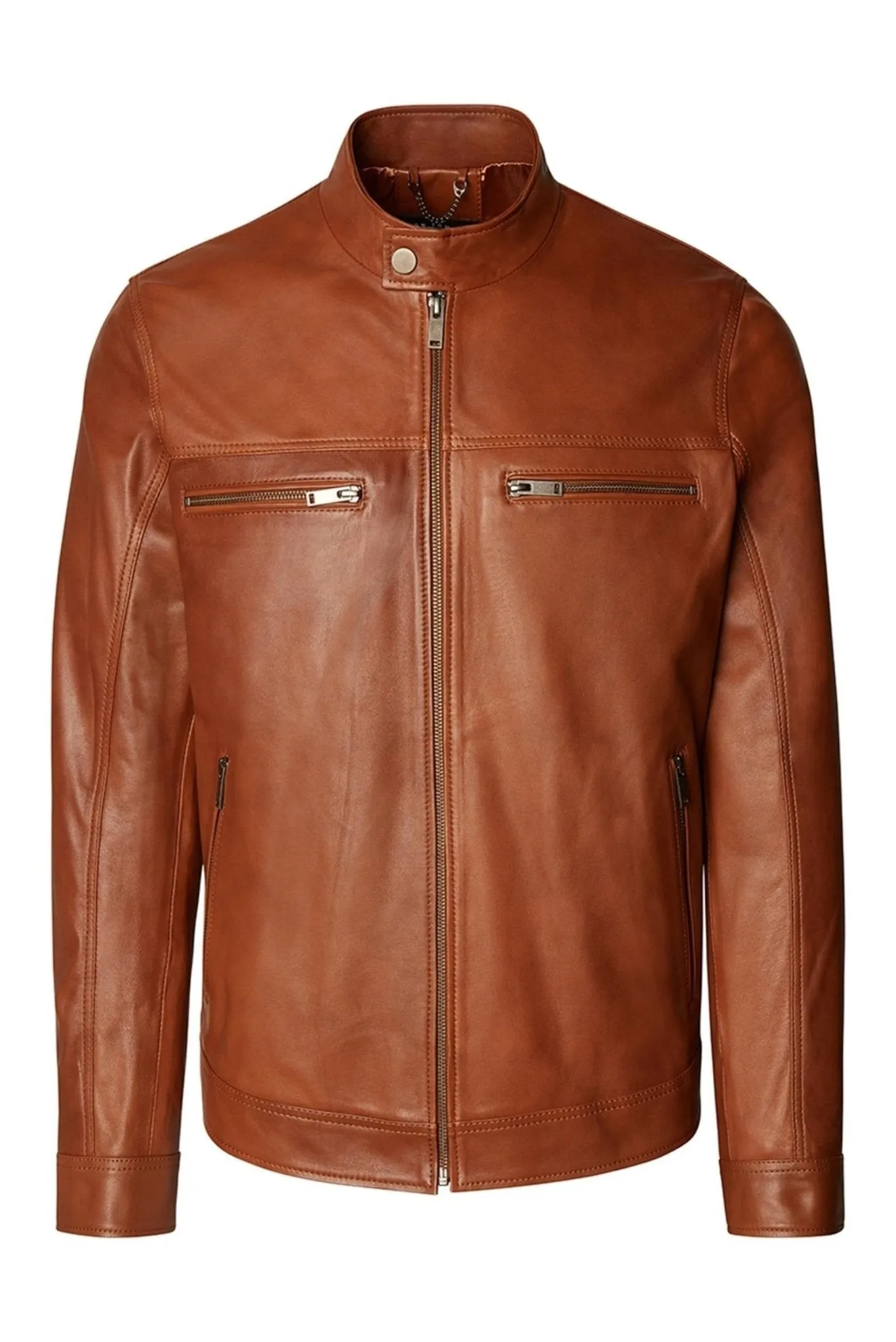 Classic Genuine Leather Jacket - Brown