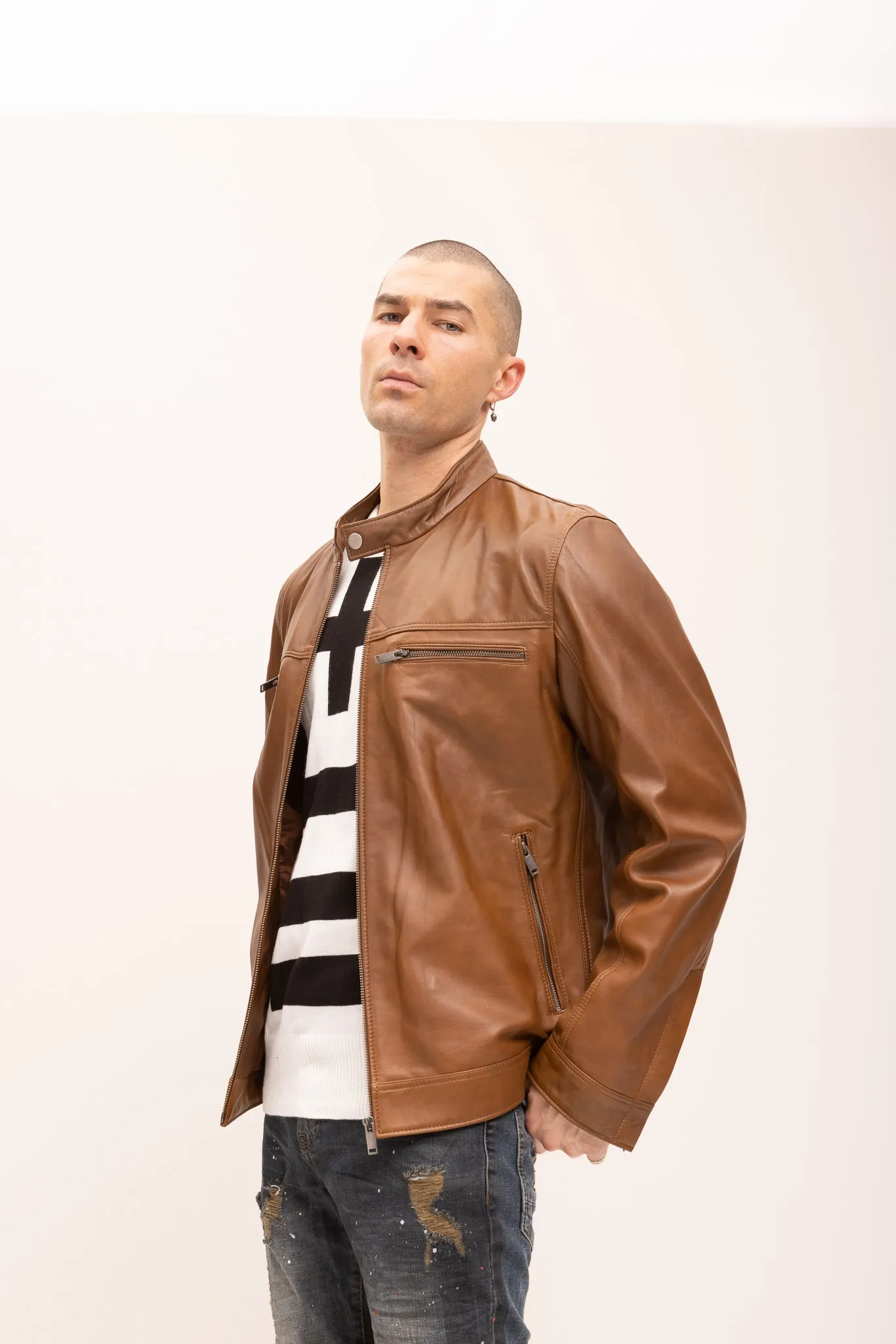 Classic Genuine Leather Jacket - Brown