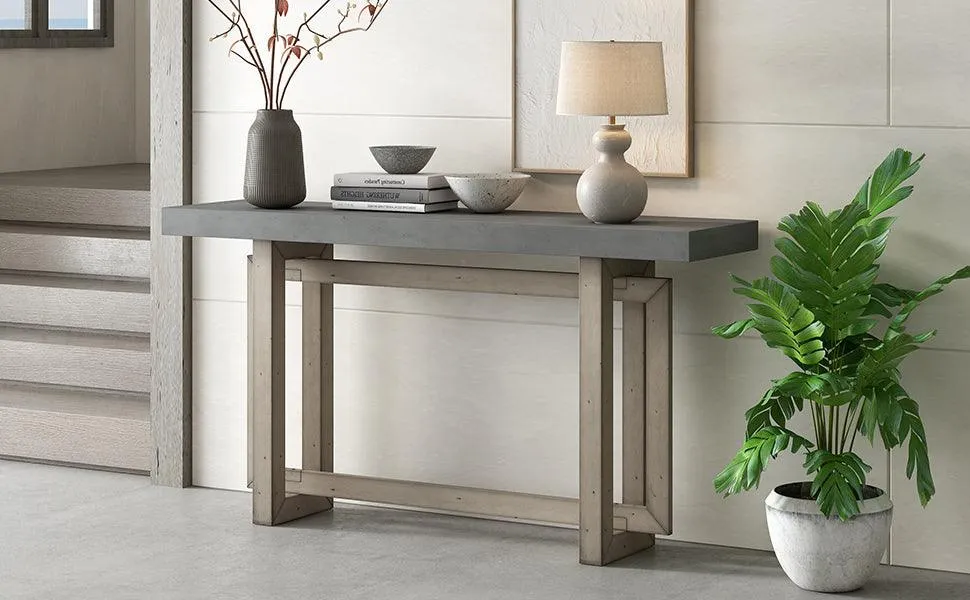 Contemporary Console Table with Wood Top, Extra Long for Entryway and Hallway