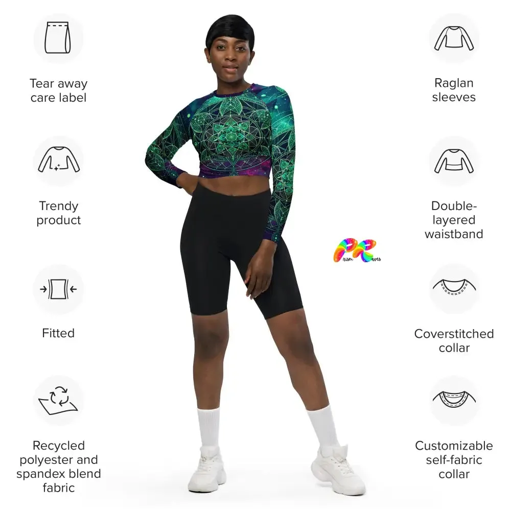 Cosmic Emerald Long Sleeve Athletic Crop Top