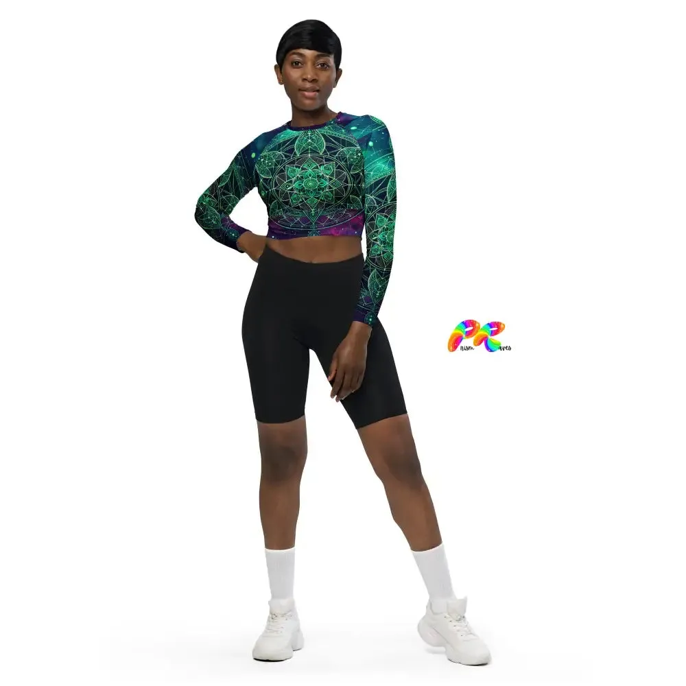 Cosmic Emerald Long Sleeve Athletic Crop Top