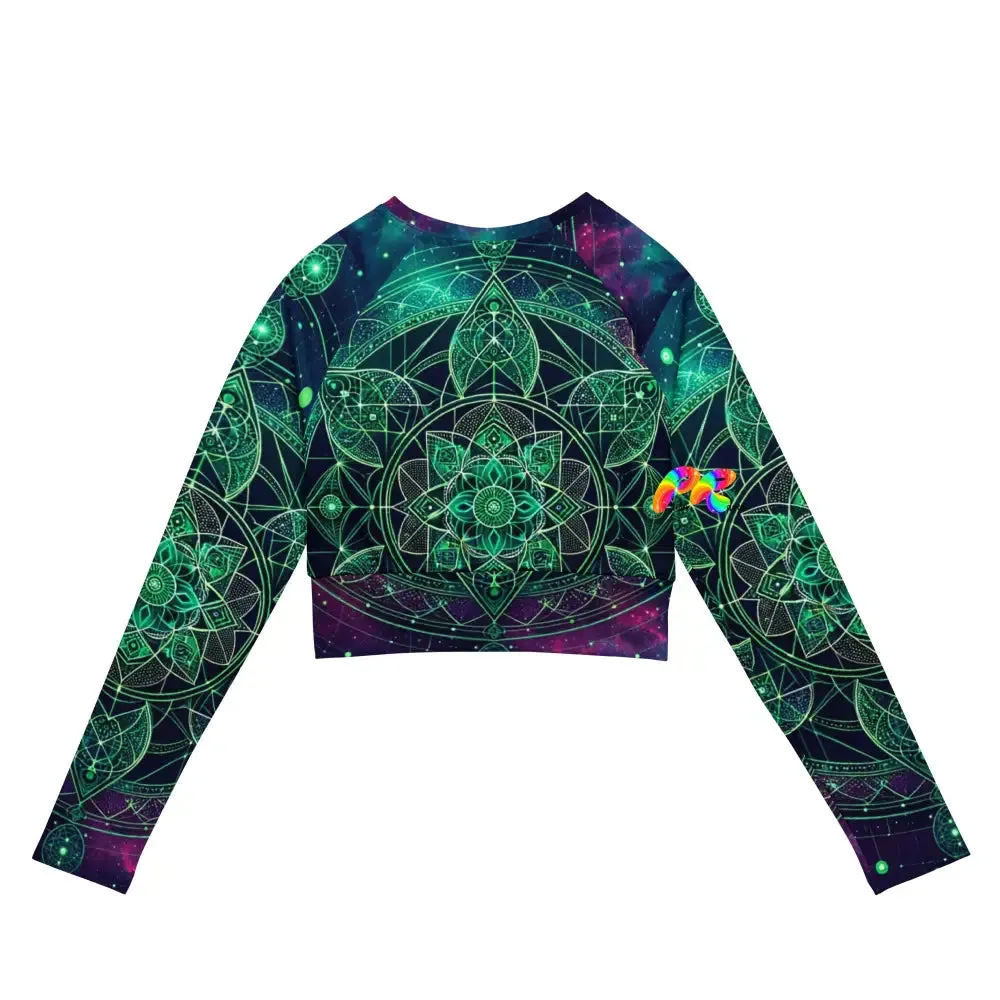 Cosmic Emerald Long Sleeve Athletic Crop Top