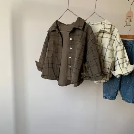 Cozy Cream & Grey Checked Flannel Shirt for Boys