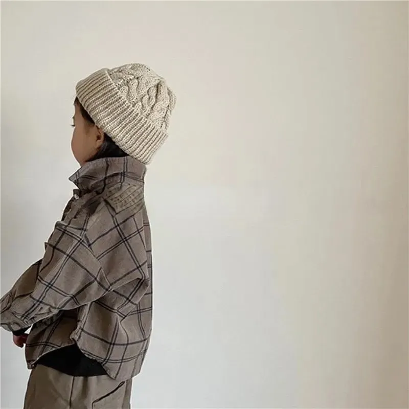 Cozy Cream & Grey Checked Flannel Shirt for Boys