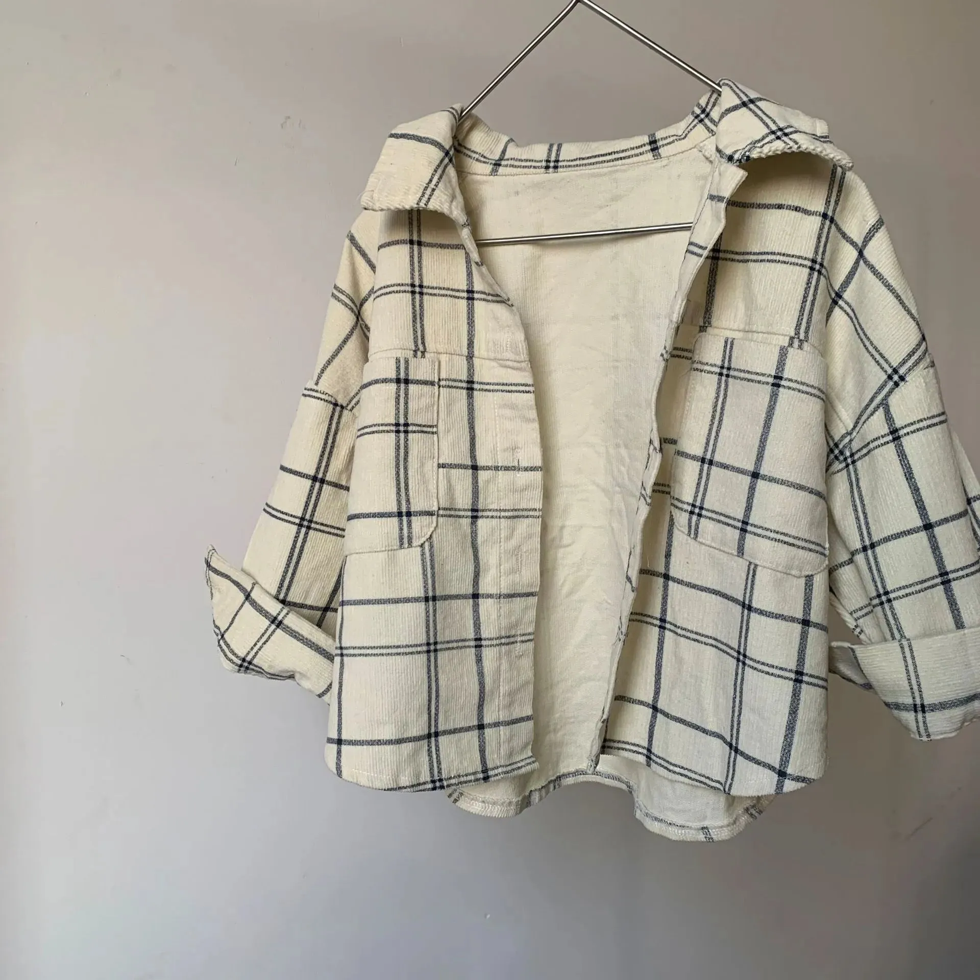 Cozy Cream & Grey Checked Flannel Shirt for Boys