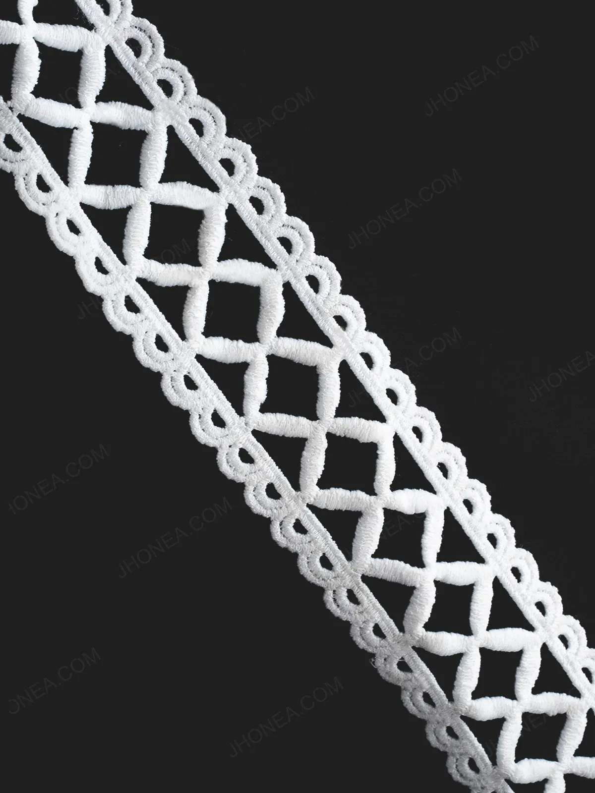 Criss-Cross Design White Lace Trim