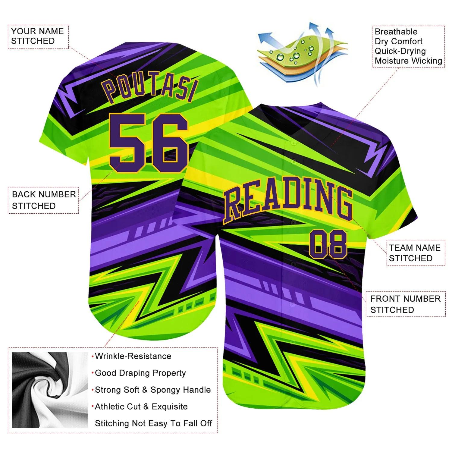 Custom 3D Pattern Design Abstract Pattern For Sport Team Authentic Baseball Jersey