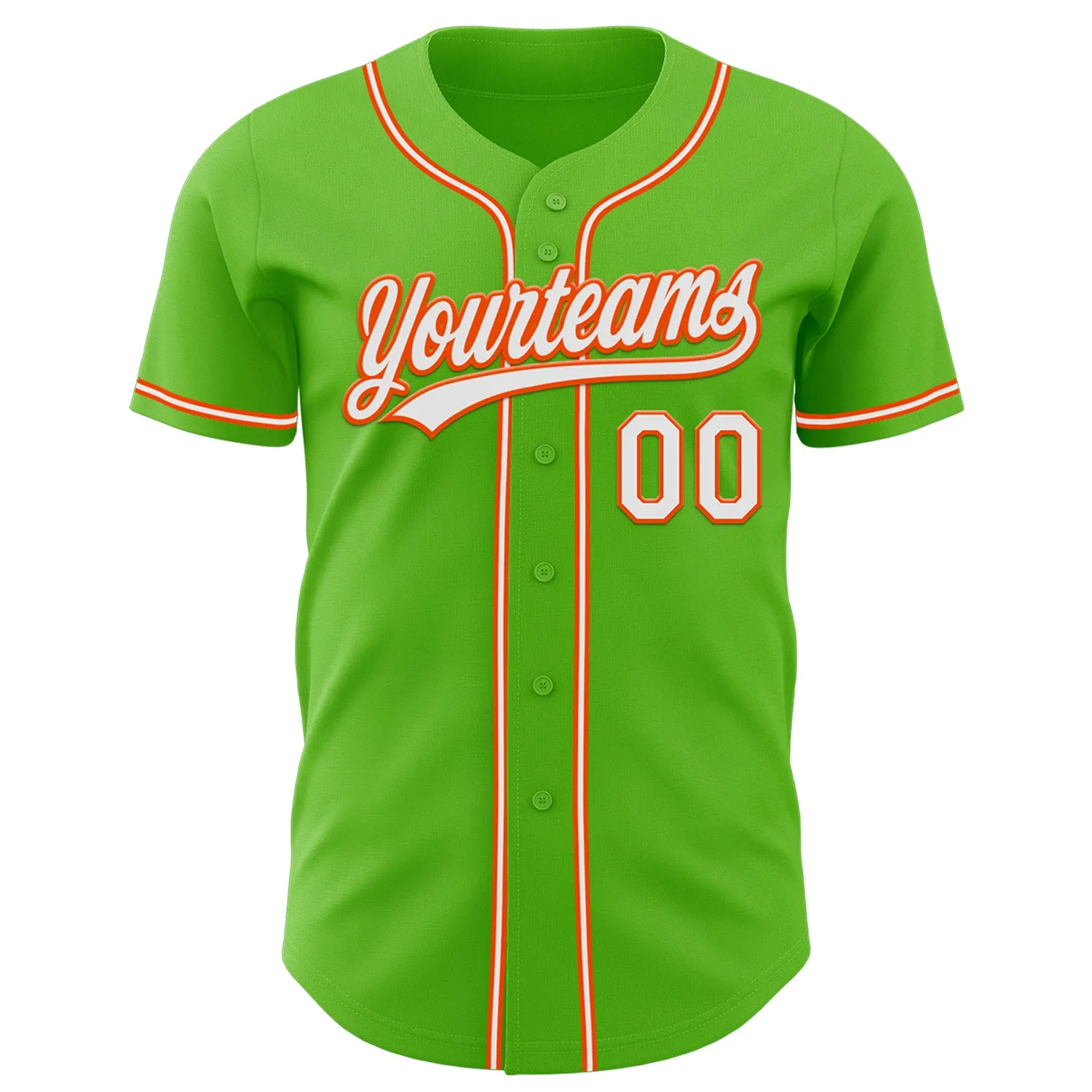 Custom Aurora Green White-Orange Authentic Baseball Jersey