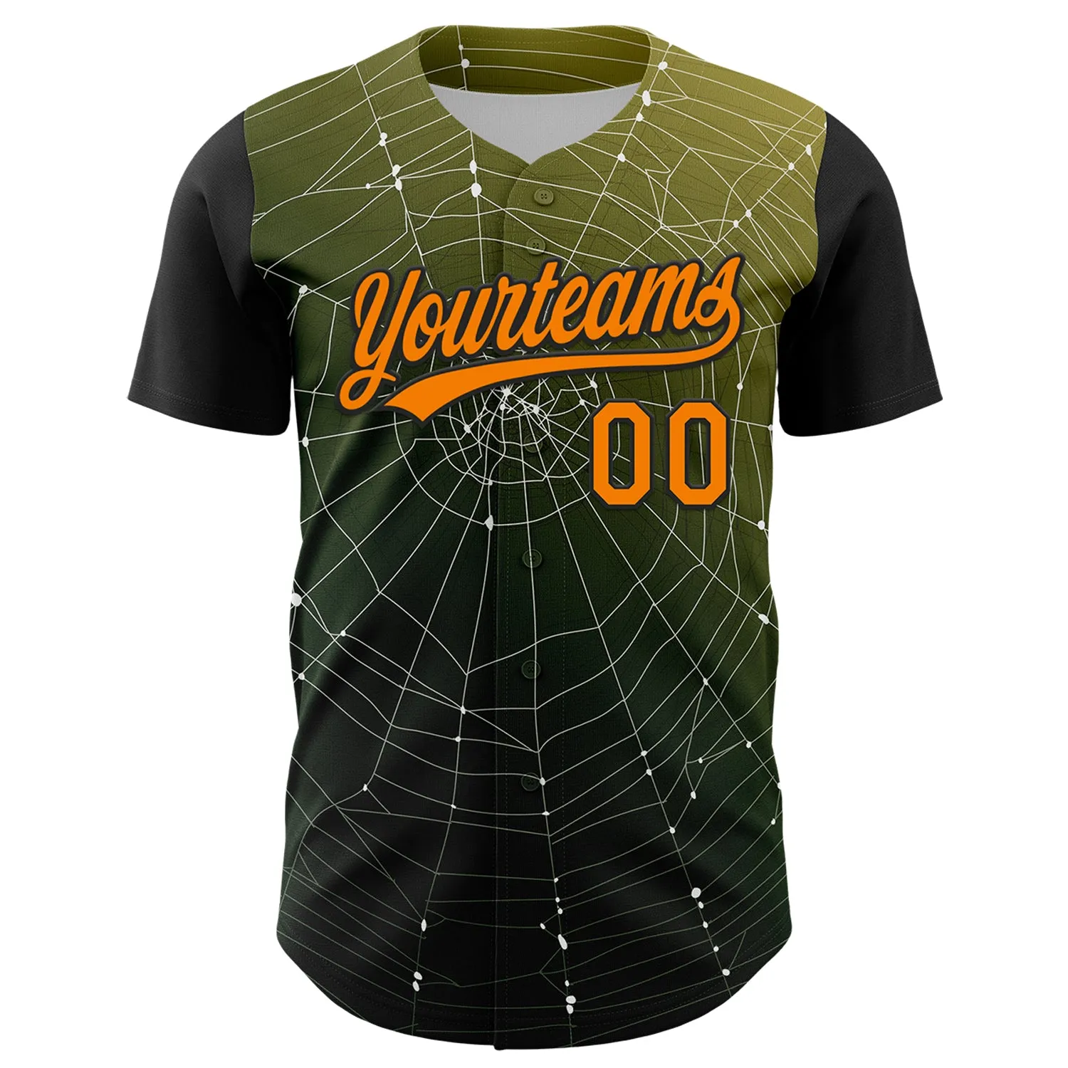 Custom Black Bay Orange 3D Halloween Authentic Baseball Jersey