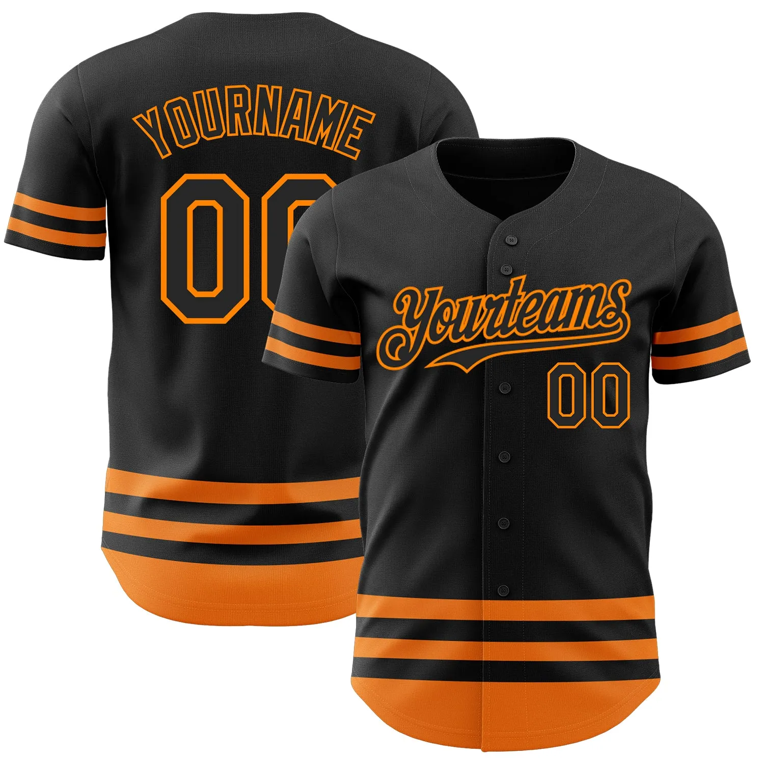 Custom Black Bay Orange Line Authentic Baseball Jersey