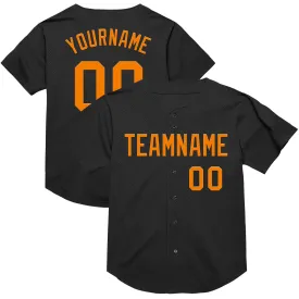 Custom Black Bay Orange Mesh Authentic Throwback Baseball Jersey