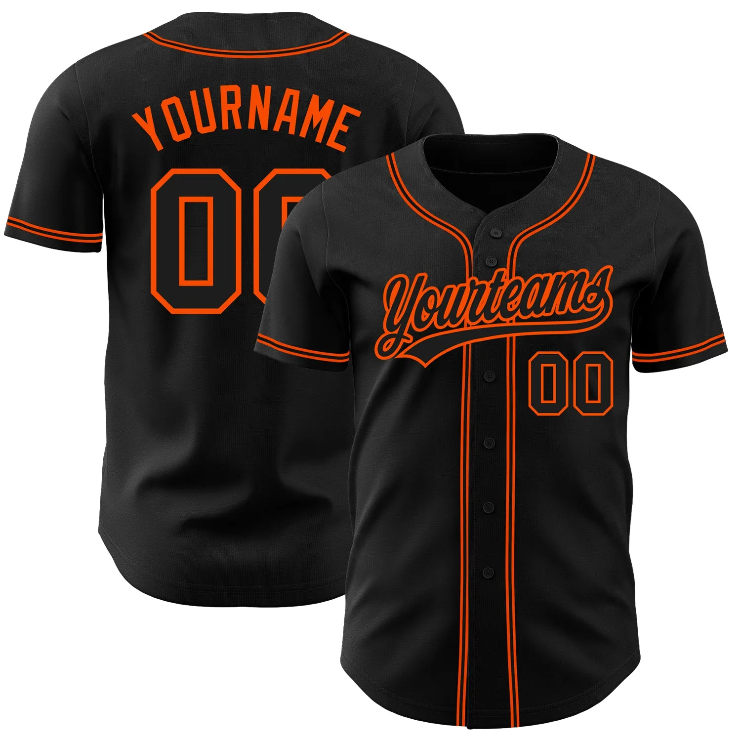 Custom Black Black-Orange Authentic Baseball Jersey