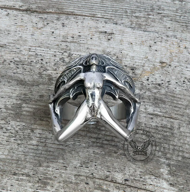 Demon Girl Stainless Steel Goth Ring