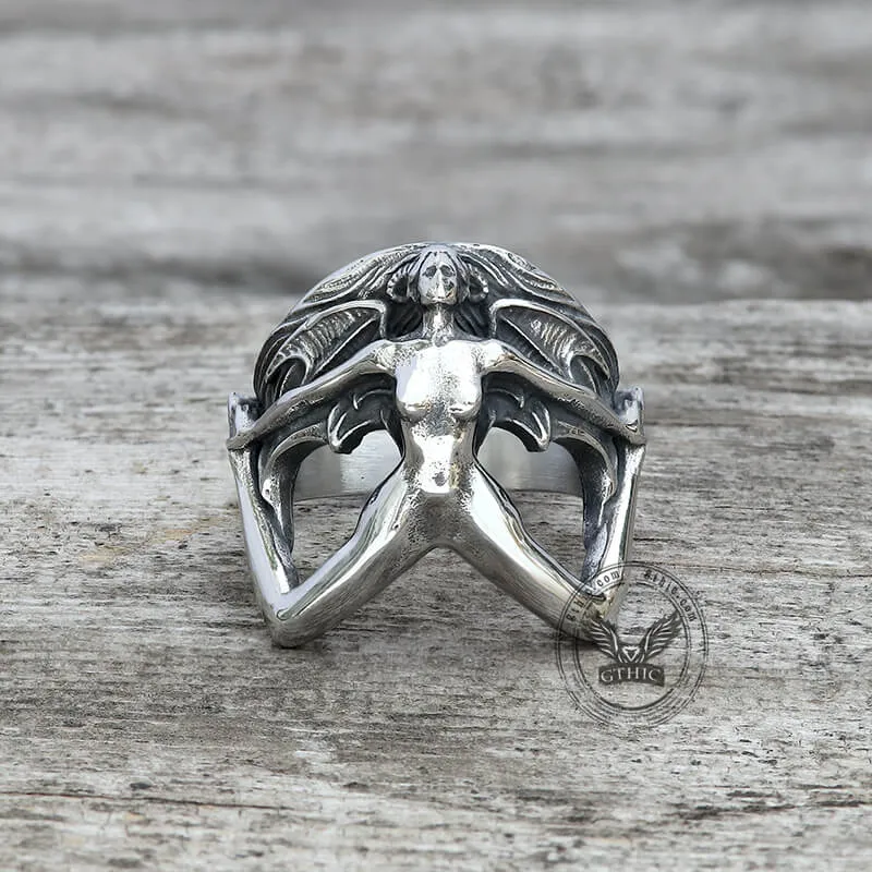 Demon Girl Stainless Steel Goth Ring