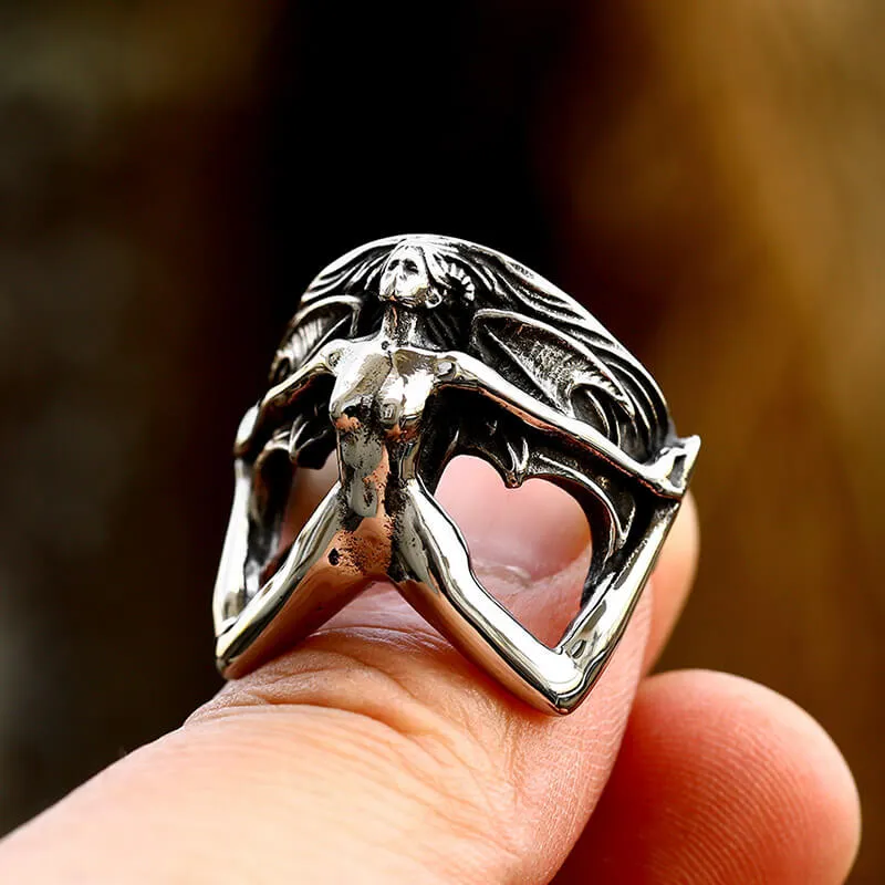 Demon Girl Stainless Steel Goth Ring