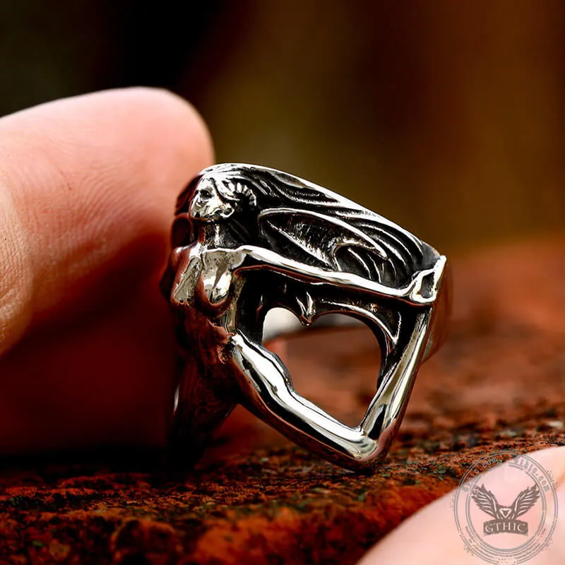 Demon Girl Stainless Steel Goth Ring