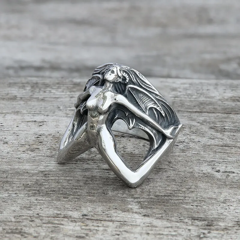 Demon Girl Stainless Steel Goth Ring