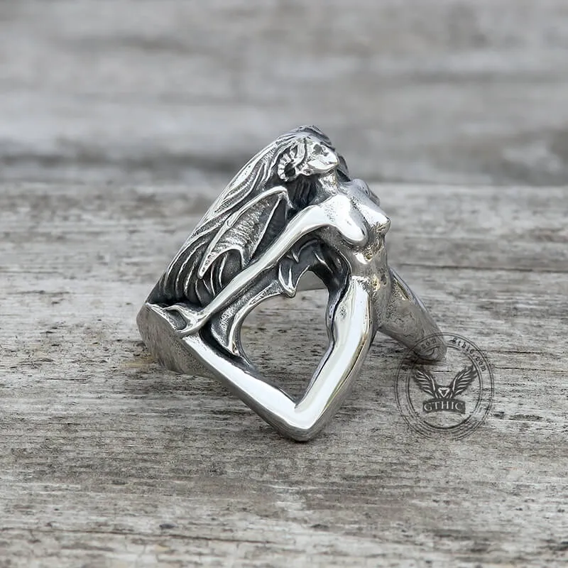 Demon Girl Stainless Steel Goth Ring