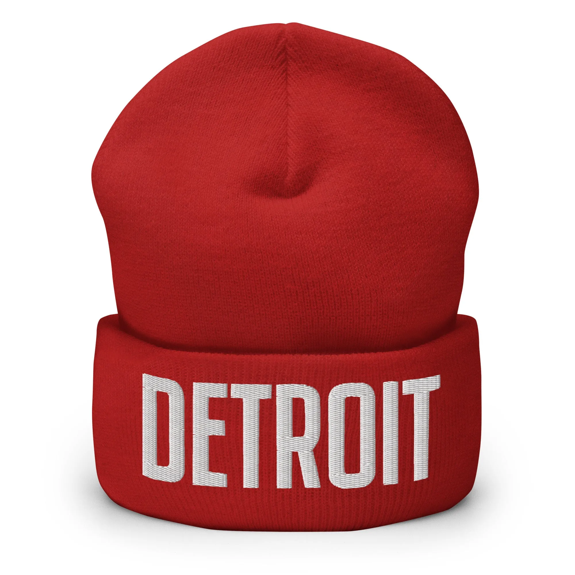 Detroit Embroidered Cuffed Beanie - Red / White