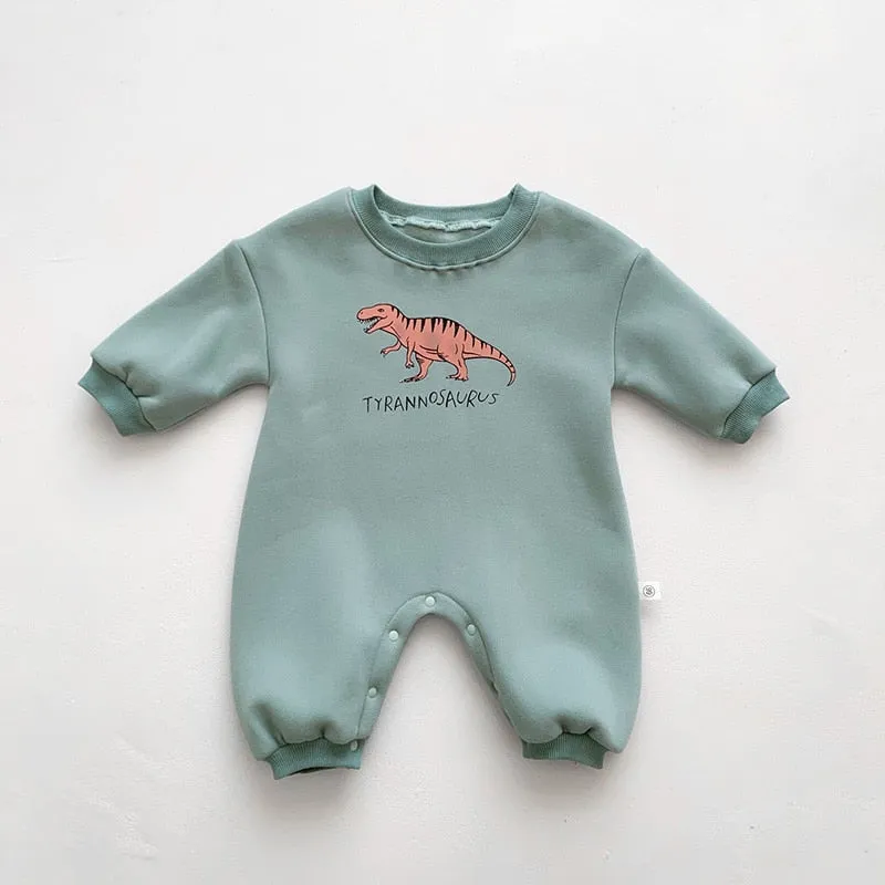 Dino Print Cozy Onesie for Boys