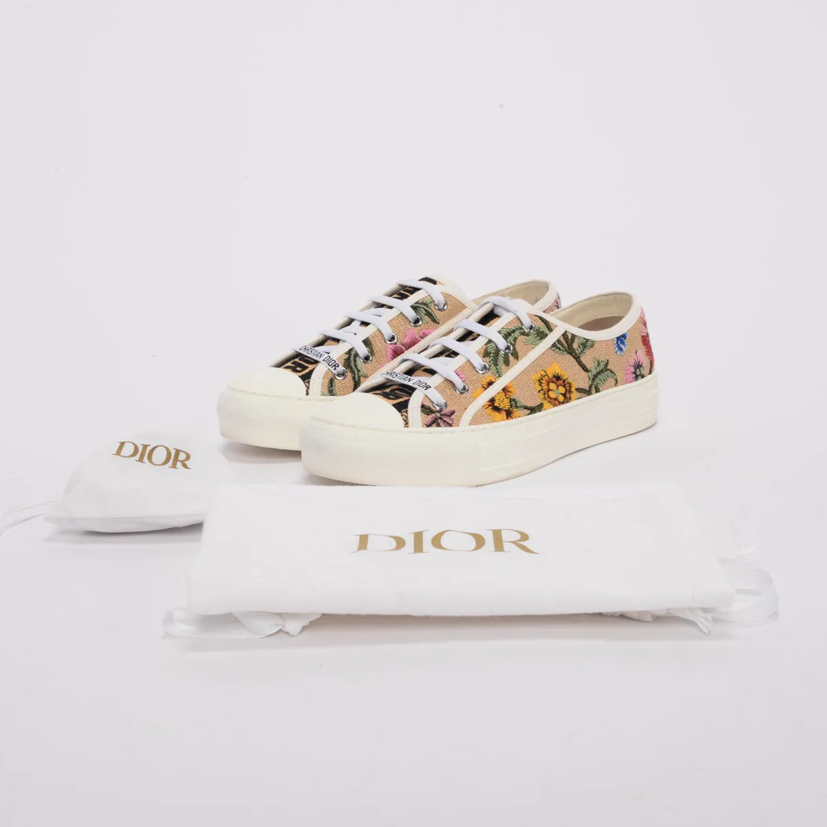 Dior Multi Colour Floral Embroidered Walk'N'Dior Sneakers 38