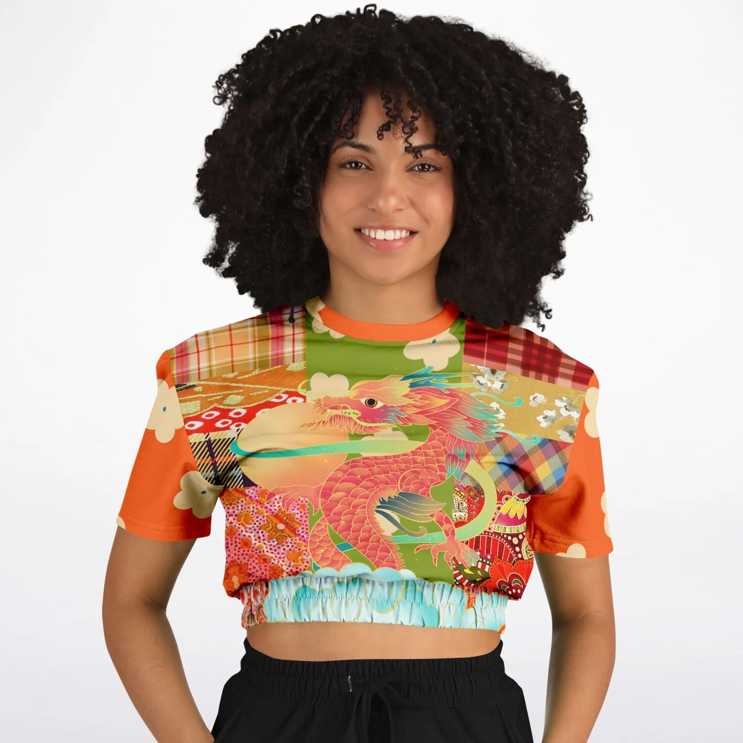 Divine Sublime Dragon Short Sleeve Cropped Sweater