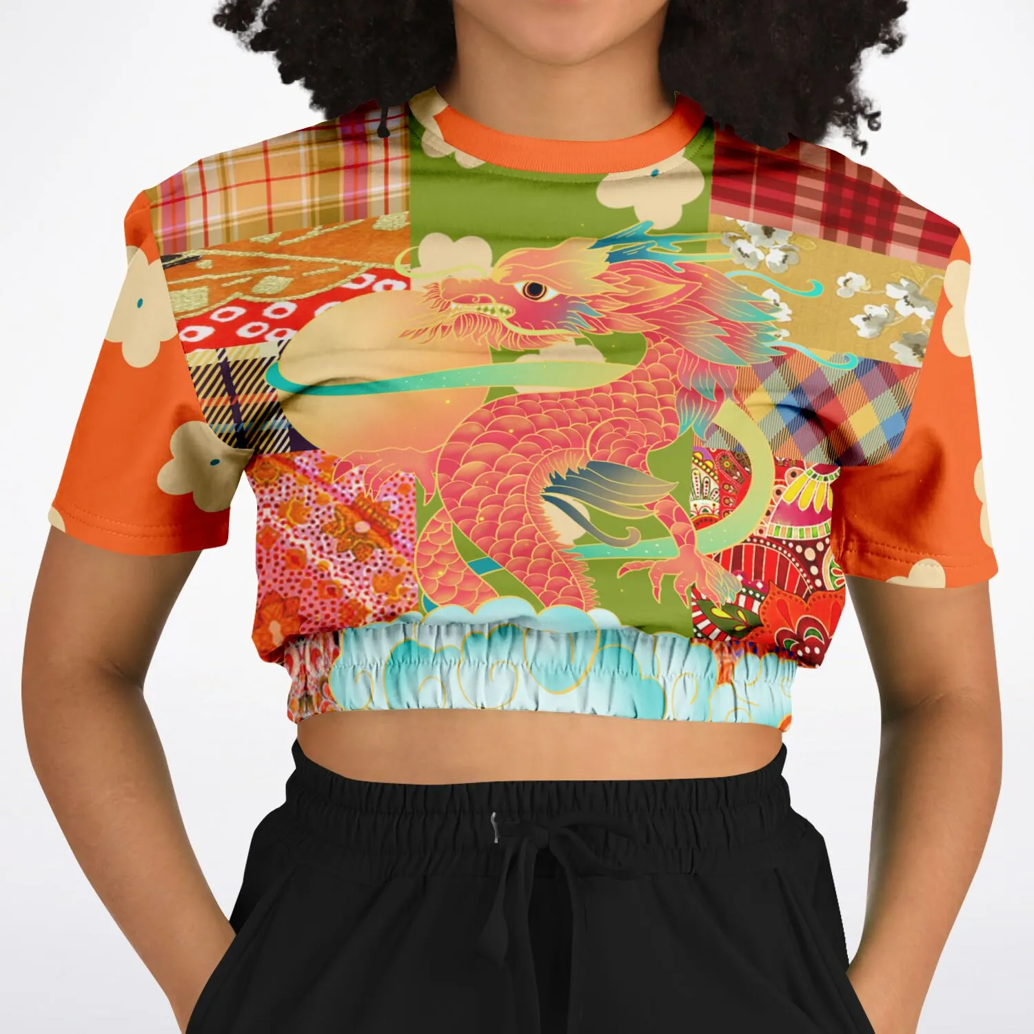 Divine Sublime Dragon Short Sleeve Cropped Sweater