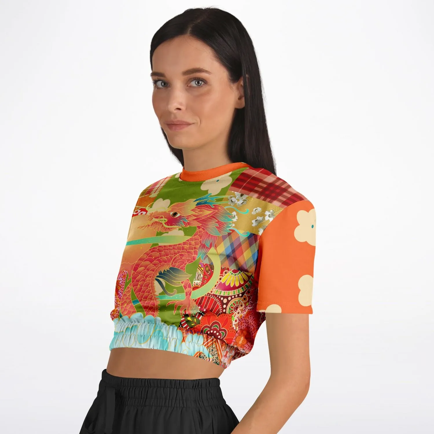 Divine Sublime Dragon Short Sleeve Cropped Sweater