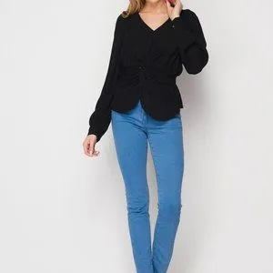 DOWN TO BUSINESS V-Neck Blouse Black