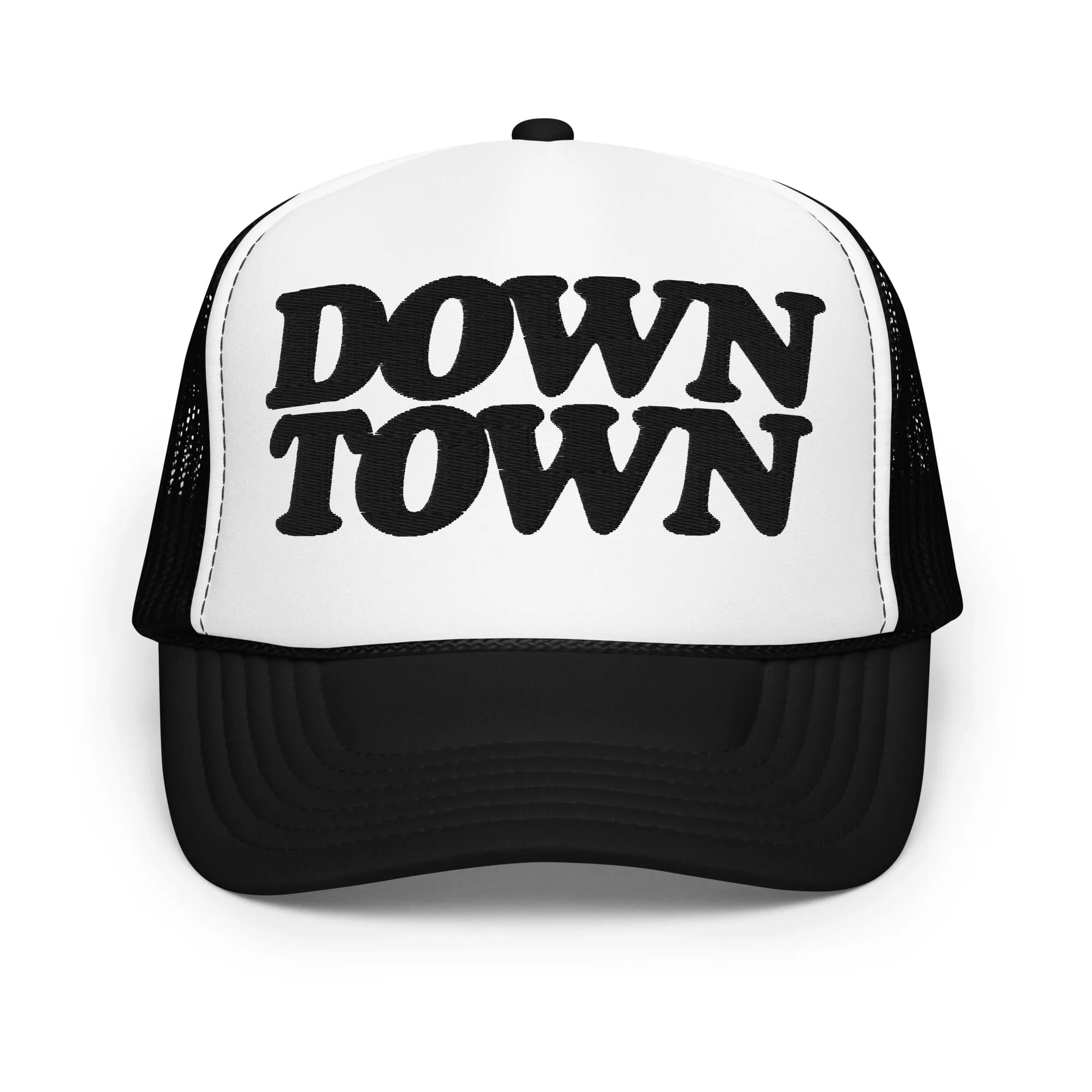 Downtown Foam Trucker Hat - Embroidered - Black / White